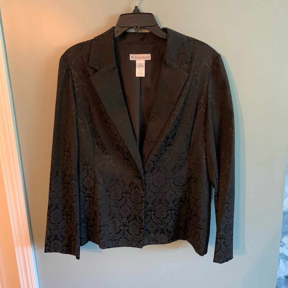 Black dressbarn Jacket with Jacquard Pattern